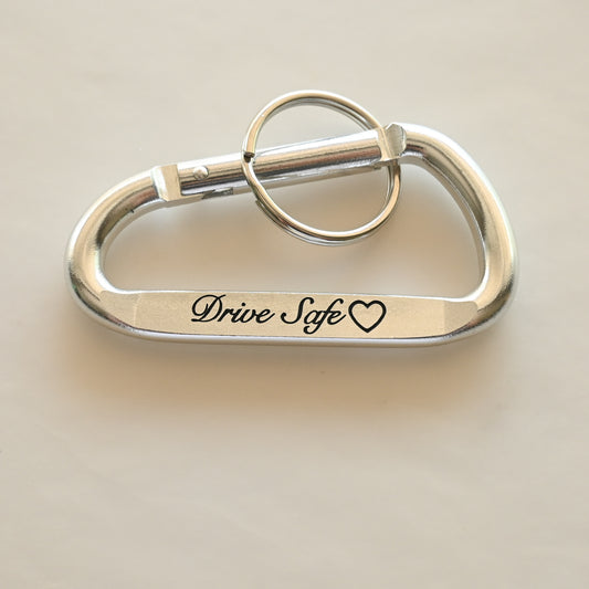 Custom Engraved Carabiner Gift - Drive Safe Keychain